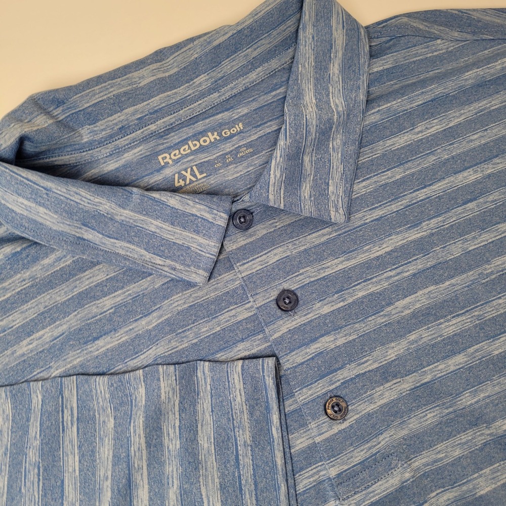 Reebok Golf Polo Shirt Mens 4XL Blue Striped Excellent DXGS21308 Space Dye